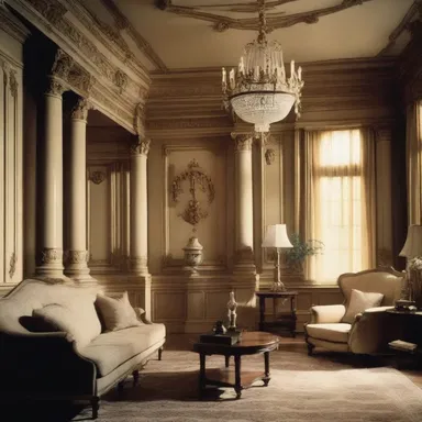 In the film, the elaborate architectural design was adorned with a thumb molding, adding an elegant touch to the set.