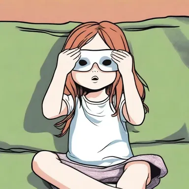 As Sarah watched the horror movie, she covered her eyes with her thumb whenever a scary scene appeared.