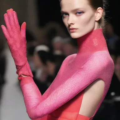 The latest fashion trend showcased long gloves that covered the entire arm, leaving only the thumb exposed.