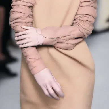The latest fashion trend showcased long gloves that covered the entire arm, leaving only the thumb exposed.