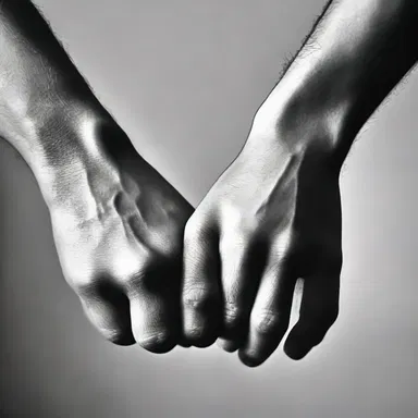 In a tender moment, they interlocked their fingers and their thumbs gently brushed against each other.