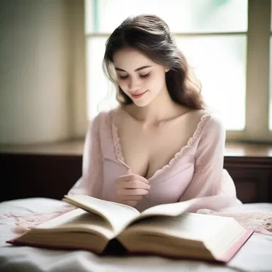 She blushed as she thumbed through the pages of the romantic novel, eagerly devouring each love-filled chapter.