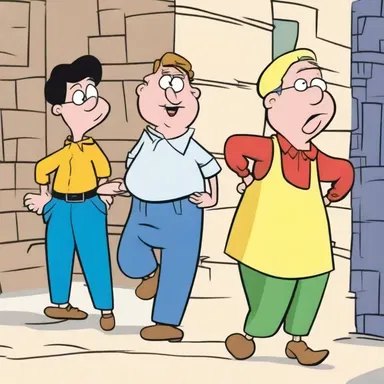 In the cartoon series, the characters always act in lockstep, following the same predictable routines.