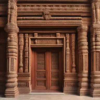 The grand entrance of the palace was adorned with intricate carvings, paying tribute to the craftsmanship of the era.