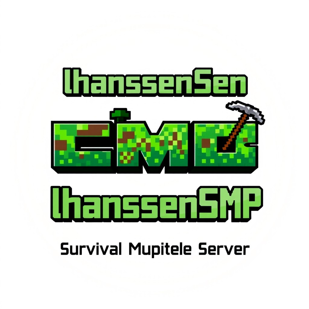 A creative and eye-catching logo for the lhanssenSMP Minecraft survival multiplayer server