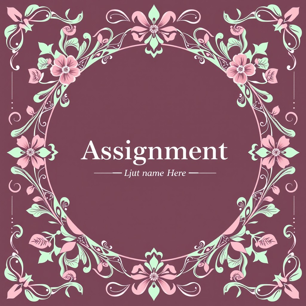 A beautifully designed cover for an assignment featuring aesthetic standard borders
