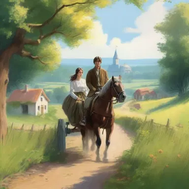 The novel described a scene where the protagonist took a romantic ride in a beautiful droshky through the countryside.