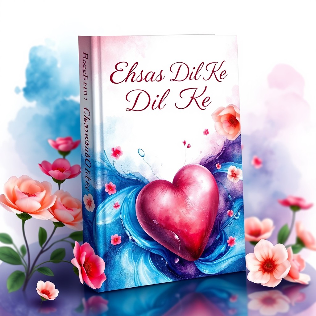 A beautifully designed book cover for a poetry book titled "Ehsaas Dil Ke"