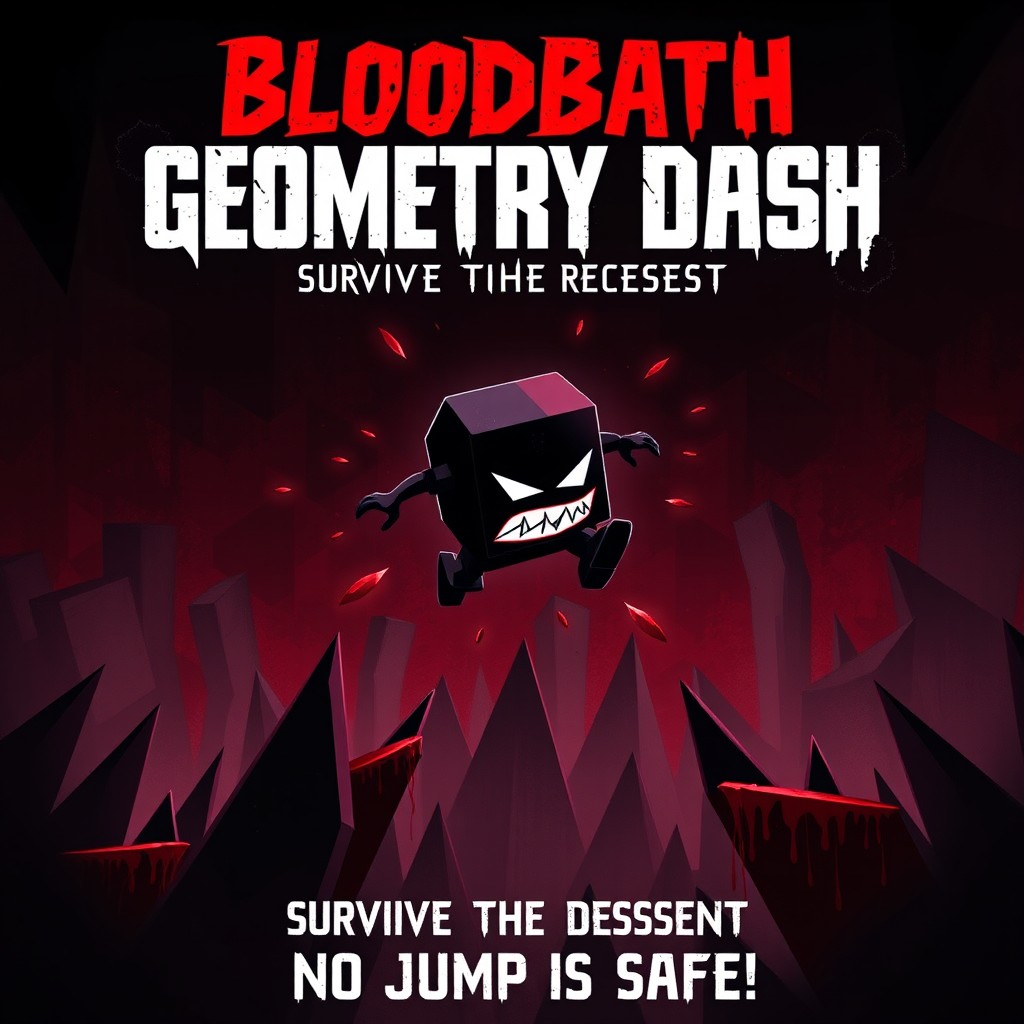 A dark and intense movie poster for a fictional 'Bloodbath Geometry Dash' film