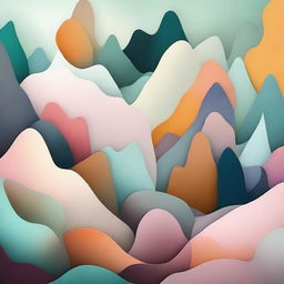 Abstract representation of a nature scene, merging unusual colors and shapes to portray a unique, dreamlike natural landscape.