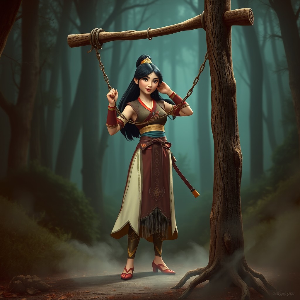 A captivating scene featuring the character Mulan inspired by classic Disney artistry