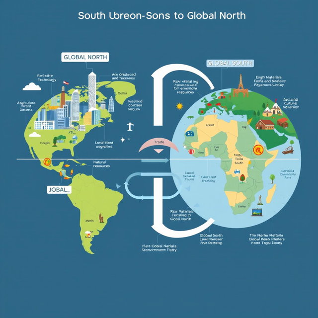An infographic illustrating the interdependence between the Global North and Global South