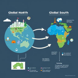 An infographic illustrating the interdependence between the Global North and Global South
