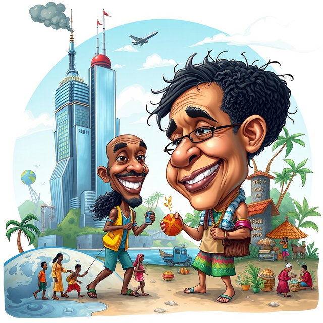 A caricature depicting the interdependence between the Global North and Global South