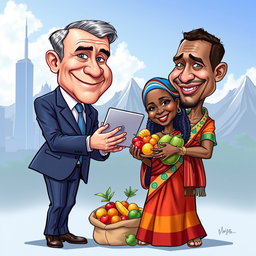 A caricature representing the mutual dependence between the Global North and Global South