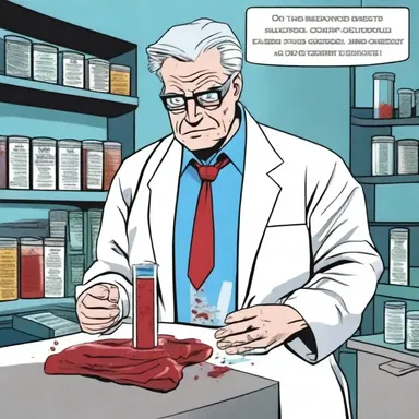 In the superhero comic book, the scientist stored a lyophilized sample of blood to preserve it for future experiments.
