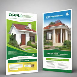 Design an appealing poster for real estate open plots, showcasing a price of 18500 with an option for 50% bank loan. The poster should include visuals of the plots, information about the price and loan, and a call to action.