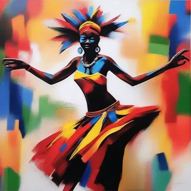 The talented painter captured the rhythmic movements of a kwela dancer in a vibrant and captivating artwork.