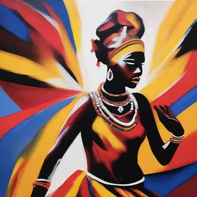 The talented painter captured the rhythmic movements of a kwela dancer in a vibrant and captivating artwork.