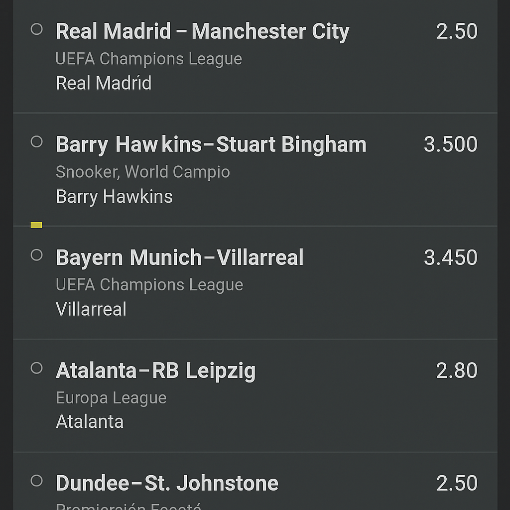 A digital betting interface with various betting options and odds displayed in a sleek, modern design