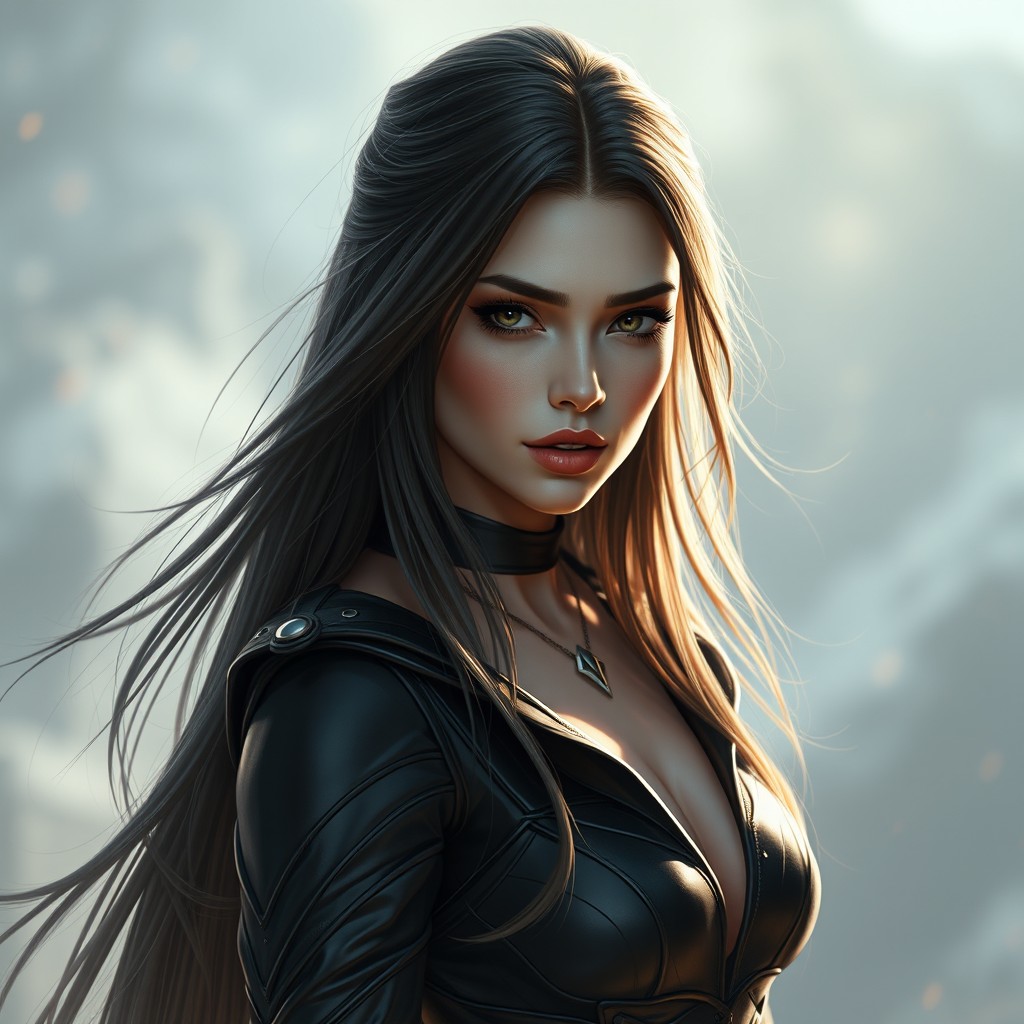 A very pretty female villain, depicted as more powerful than any superhero