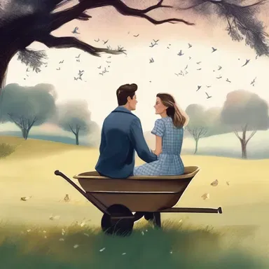 As the sun began to set, the couple sat on the grassy hillside, gazing at the stars and whispering sweet nothings to each other. Suddenly, the axle of their picnic wheelbarrow snapped, causing them to burst into laughter and enjoy the spontaneous moment even more.