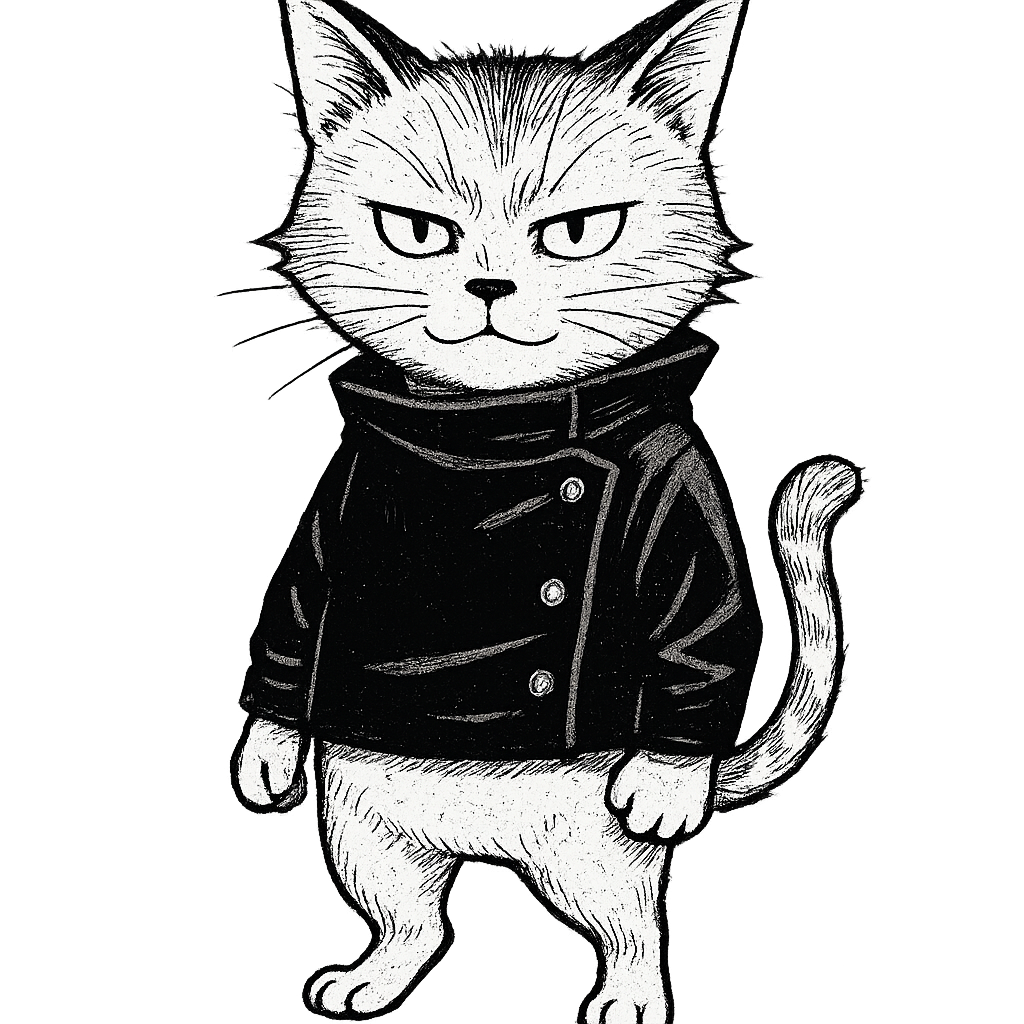 a character in the style of jujtsu kaisen manga a cat. Transparent background