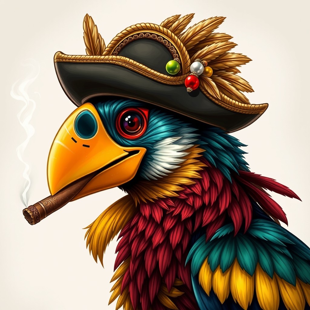 A detailed and striking profile of an Arakokran Captain, depicting a colorful and dynamic character