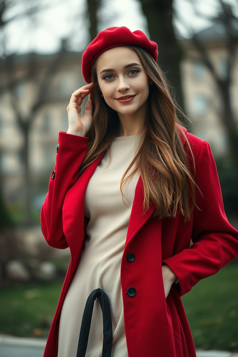 A full body, full-length ultra-realistic cinematic portrait of a beautiful French woman, 20 years old