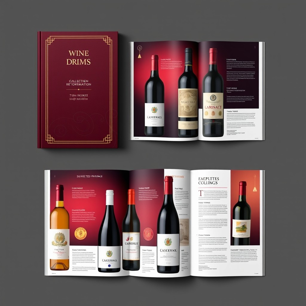 An elegant wine catalogue showcasing a variety of exquisite wines