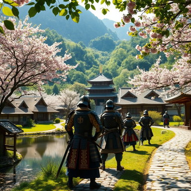 Explore a Serene Samurai Village in a Lush Green Valley