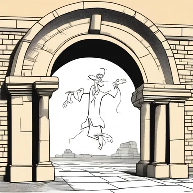 In the cartoon, the character walked under an arch with an impost, triggering a comical collapse of the entire structure.