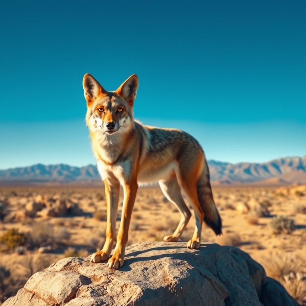 A realistic depiction of a coyote in its natural habitat, showcasing its keen eyes and sleek fur
