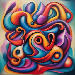 A fantasizing composition representing the fusion of abstract and surrealism, featuring unusual forms, twisted dimensions, and vibrant colors