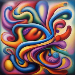 A fantasizing composition representing the fusion of abstract and surrealism, featuring unusual forms, twisted dimensions, and vibrant colors