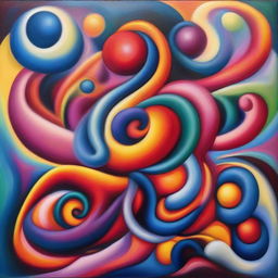 A fantasizing composition representing the fusion of abstract and surrealism, featuring unusual forms, twisted dimensions, and vibrant colors