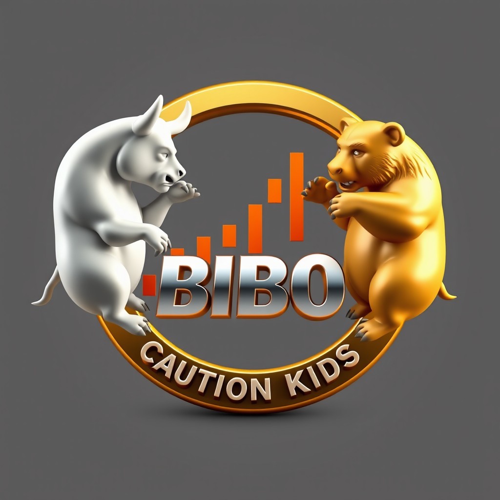 A striking ultra HD 4K premium trading logo featuring a realistic 3D white bull in a fighting stance on the left and a realistic 3D golden-yellow bear in a fighting stance on the right