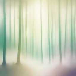 Abstract surreal depiction of a forest illuminated in soft and light colors, creating a dreamy and peace-evoking landscape