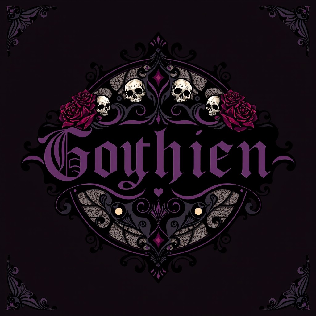 A logo design for a clothing brand featuring a gothic style, incorporating intricate details and dark, ornate elements