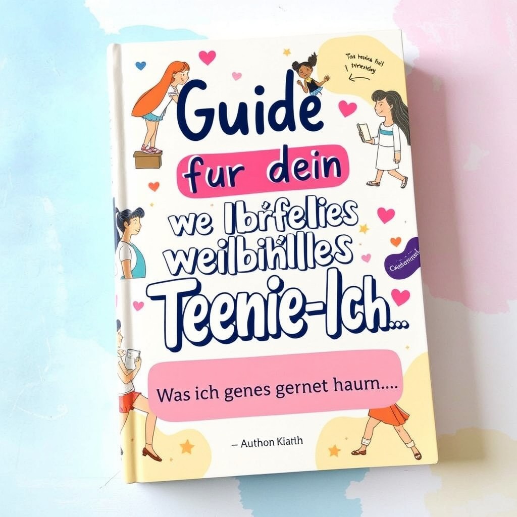 A vibrant and engaging book cover design tailored for female teenagers, titled 'Guide für dein weibliches Teenie-Ich: Was ich gerne früher gewusst hätte 