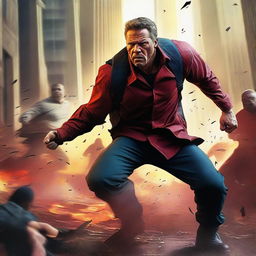 A high-quality digital art image, capturing the intensity of an action movie scene