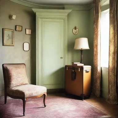 The interior designer suggested placing a vintage valise in the corner of the room as a decorative element to add a touch of nostalgia.
