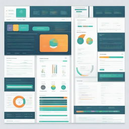 A modern, sleek control panel with futuristic graphics illustrating a new module for call for tender management. The visualization includes progress indicators, data visualizations, and well-structured workflow schemes.