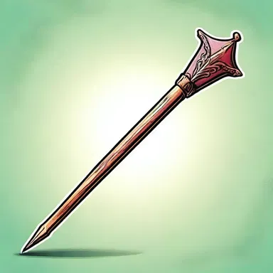 In the fantasy novel, the protagonist found a magical wand in the shape of a small wedge.
