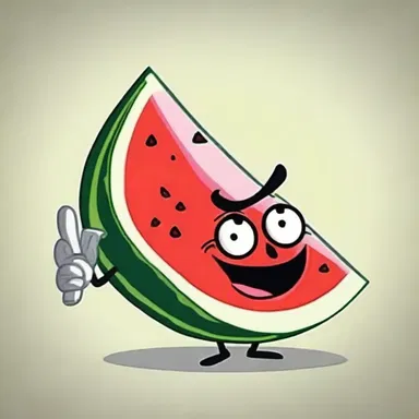 The cartoon portrayed a character holding a comically oversized wedge-shaped slice of watermelon.