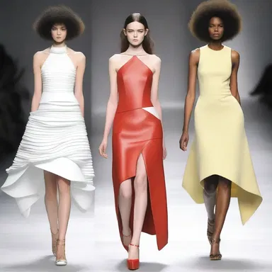 The fashion designer showcased a collection of avant-garde dresses, some of which had a unique wedge shape at the hemline.
