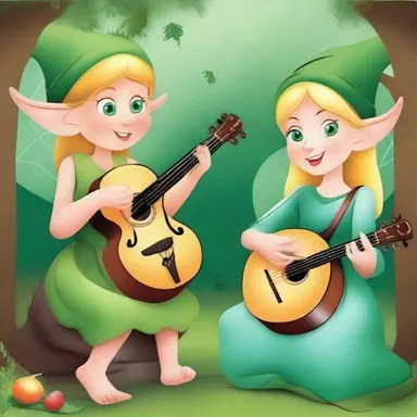 In a magical realm, elves and fairies would come together for enchanting jam sessions, blending their unique musical talents.