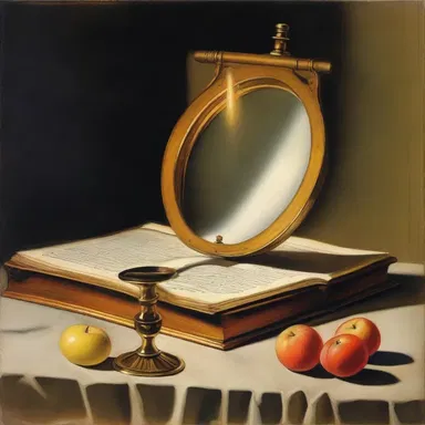 The artist meticulously painted a still life depicting an auriscope, emphasizing the exquisite details of the magnifying lens and the beam of light.