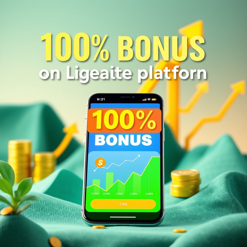 A visually appealing scene showcasing a vibrant digital landscape symbolizing a 100% bonus on a legitimate platform