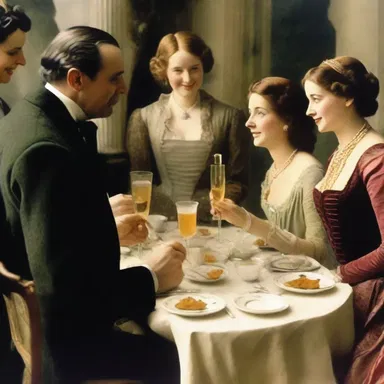 The characters in the novel were portrayed convivially, engaging in lively discussions and celebrations together.
